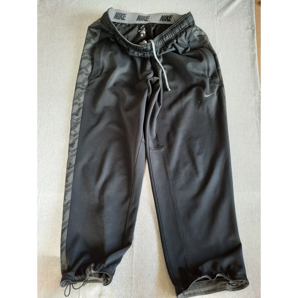 Nike Dri-Fit Men XL Graphic Art Drawstring Stretch Waistband Outdoor Black Pants